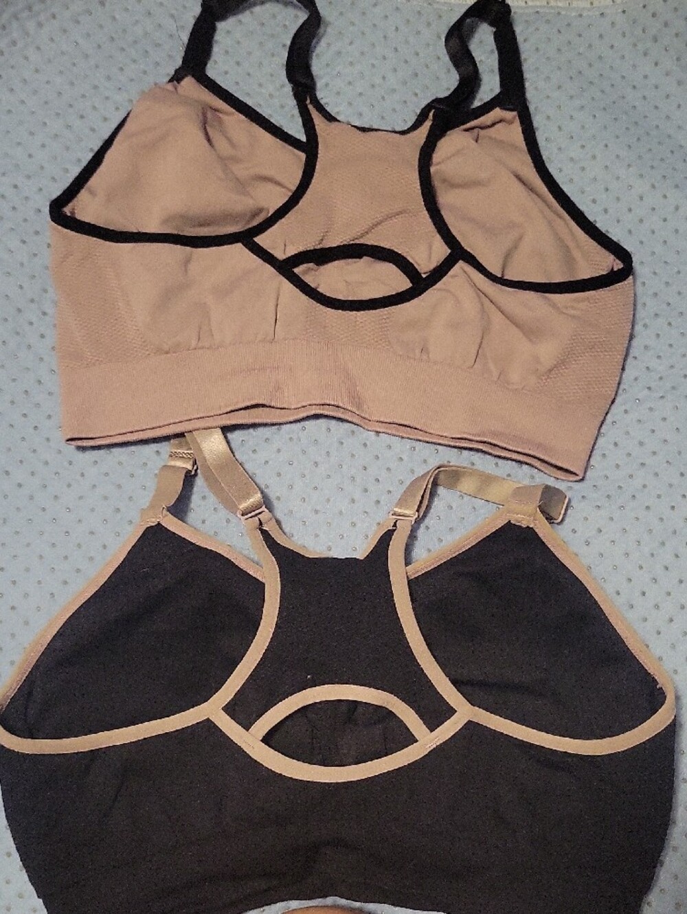 Reebok Two-Tone Sports Bras in Blush and Black - Picture 2 of 2